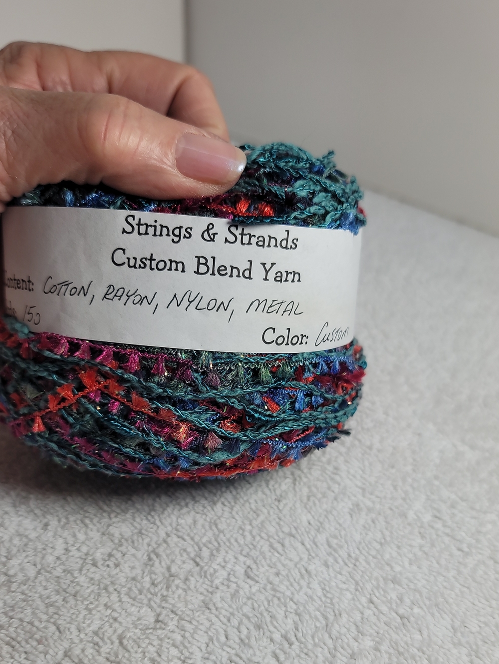 Strings & Strands Custom Blend Yarn - Teal, Red Multi NWT